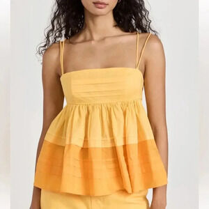 NEW Staud Theo Cotton Peplum Babydoll Top size 4